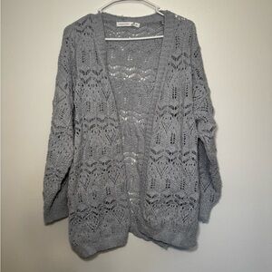 Altar'd State Gray Open-Knit Cardigan